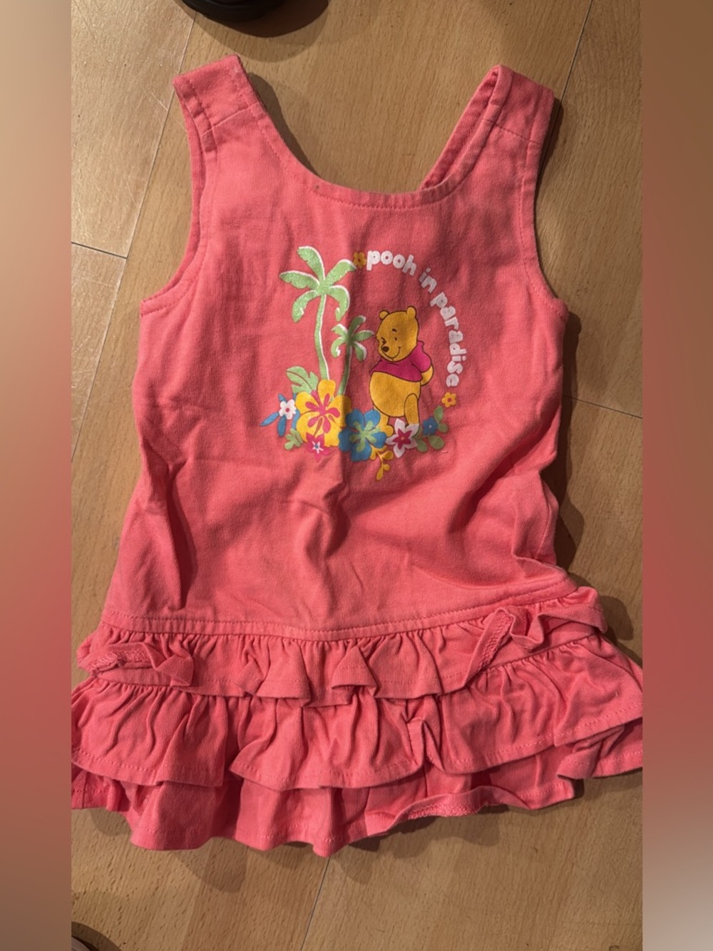 Winnie the Pooh Coral Ruffle Tank dress
